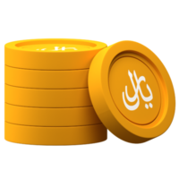 ícone 3d de pilha de moedas rial para ilustração de finanças ou negócios png