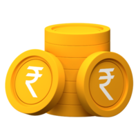 icona 3d della pila della moneta della rupia per la finanza o l'illustrazione di affari png