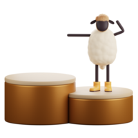 un mouton debout sur le podium afficher 3d illustration png