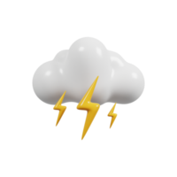 Lightning strike - thunderstorm weather icon. Meteorological sign. 3D render. png