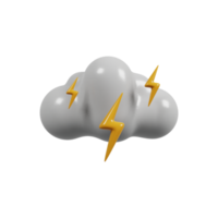 Lightning strike - thunderstorm weather icon. Meteorological sign. 3D render. png