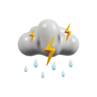 Thunderstorm rain icon. Weather forecast. Meteorological sign. 3D render. png