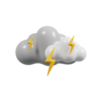 Lightning strike - thunderstorm weather icon. Meteorological sign. 3D render.