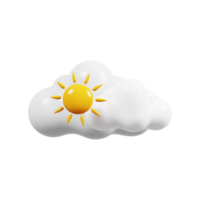 Weather forecast icon. Cloudy day, cloudy with sun. Meteorology sign. 3D rendering. png