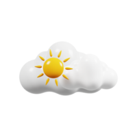 Wettervorhersage-Symbol. bewölkter Tag, bewölkt mit Sonne. Meteorologisches Zeichen. 3D-Rendering. png