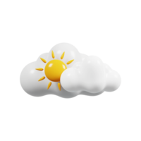 icône de prévision météo. jour nuageux, nuageux avec soleil. signe météorologique. rendu 3d.