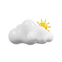 weerbericht pictogram. bewolkte dag, bewolkt met zon. meteorologie teken. 3D-rendering. png