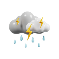 Symbol für Gewitterregen. Wettervorhersage. meteorologisches Zeichen. 3D-Rendering. png