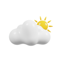 Weather forecast icon. Cloudy day, cloudy with sun. Meteorology sign. 3D rendering.