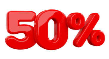 Sale 50 percent red 3d Element png