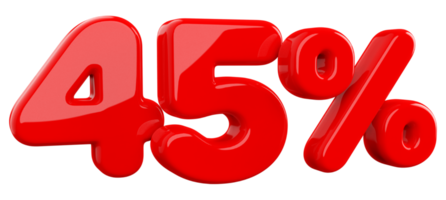 vendita 45 per cento rosso 3d png