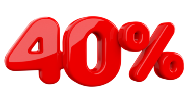 Sale 40 percent red 3d Element png