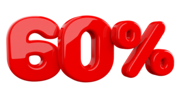 Sale 60 percent red 3d Element png