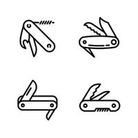 Penknife icons set, outline style vector