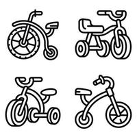 Tricycle icons set, outline style vector