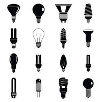 Light bulb icons set, simple style vector