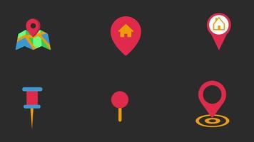 Red location map pin icon set animation with Alpha channel video