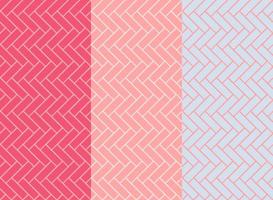 Herringbone tile patterns. Diagonal pink ceramic bricks backgrounds. Vector seamless illustration set