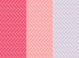 Herringbone tile patterns. Diagonal pink ceramic bricks backgrounds. Vector seamless illustration set