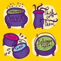 Cauldron icons set, hand drawn style vector