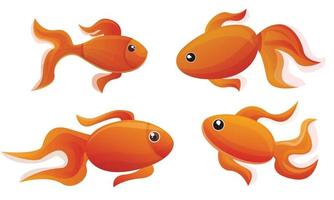 Goldfish icon set, cartoon style vector