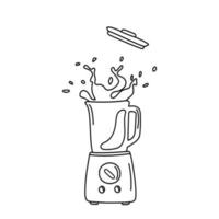 Blender with smoothie in the doodle style. vector