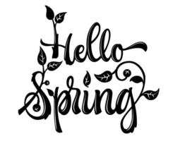 Vector banner with calligraphic Hello Spring text