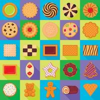 Biscuit icons set, flat style vector