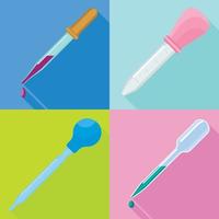 Pipette icons set, flat style vector