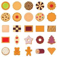 conjunto de iconos de galletas, tipo plano vector