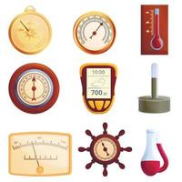 Barometer icons set, cartoon style vector