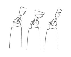 Hands with wineglass. Drawing with a black outline vector