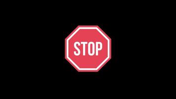 Video gráfico de movimiento de animación de señal de stop con canal alfa, fondo transparente