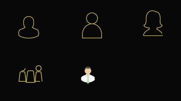 user person Icons Set animation with transparent background video