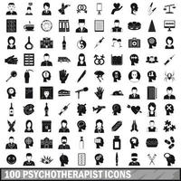 100 iconos de psicoterapeuta, estilo simple vector