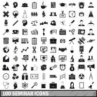 100 seminar icons set, simple style vector