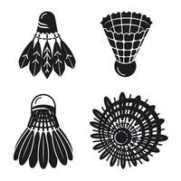 Shuttlecock icons set, simple style vector