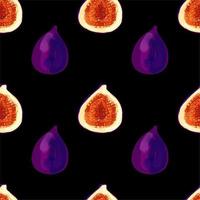 Seamless pattern with fig fruit on black background vector
