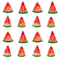 Seamless pattern with watercolor illustration watermelon slices on white background vector