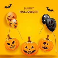 Illustration of vector graphic haloween background banner. Haloween party sign vector cover illustration. Ballon and pumpkin scary. EPS10 format.