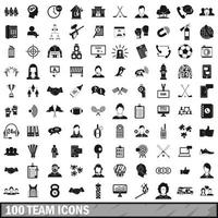 100 team icons set, simple style vector