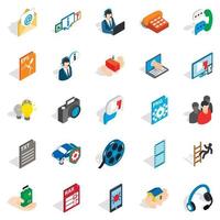 Technical support icons set, isometric style vector
