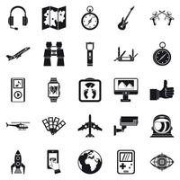 Flight icons set, simple style vector