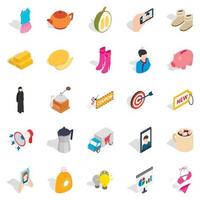 Trade icons set, isometric style vector