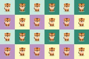 Print vector cute tiger pattern seamless background