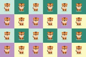 Print vector cute tiger pattern seamless background