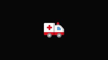 iconos coloridos de ambulancia, cerebro, latidos cardíacos, cardio, fondo transparente con canal alfa