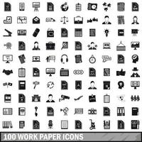 100 iconos de papel de trabajo, estilo simple vector