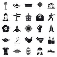 Asia icons set, simple style vector