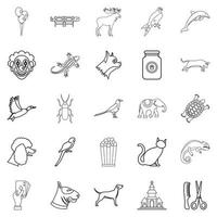 Animal icons set, outline style vector